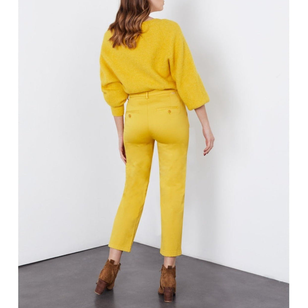 Sandy Highwaist Cropped Chino Trousers - Limoncello - Women