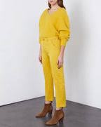 Sandy Highwaist Cropped Chino Trousers - Limoncello - Women