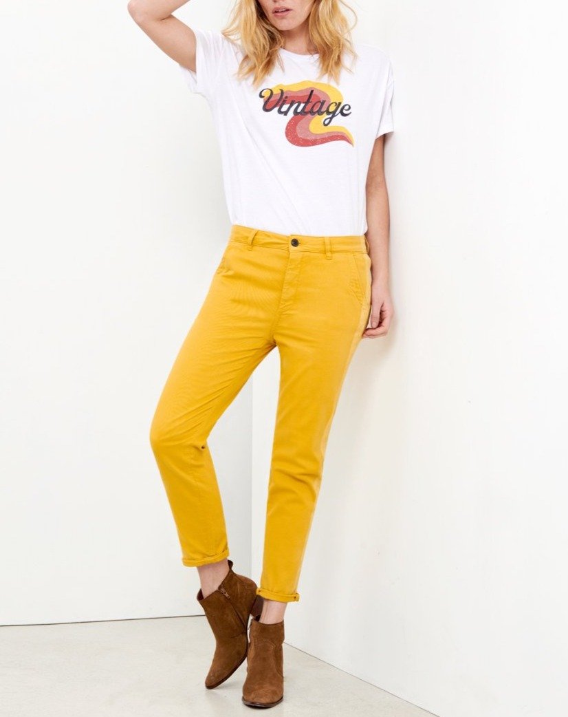 Sandy Tapered Band Chino Trousers - Pollen - Women