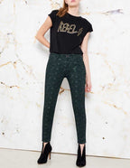 Sandy Printed Skinny Chino Trousers - Green Leo - Women