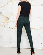 Sandy Printed Skinny Chino Trousers - Green Leo - Women