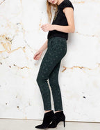 Sandy Printed Skinny Chino Trousers - Green Leo - Women