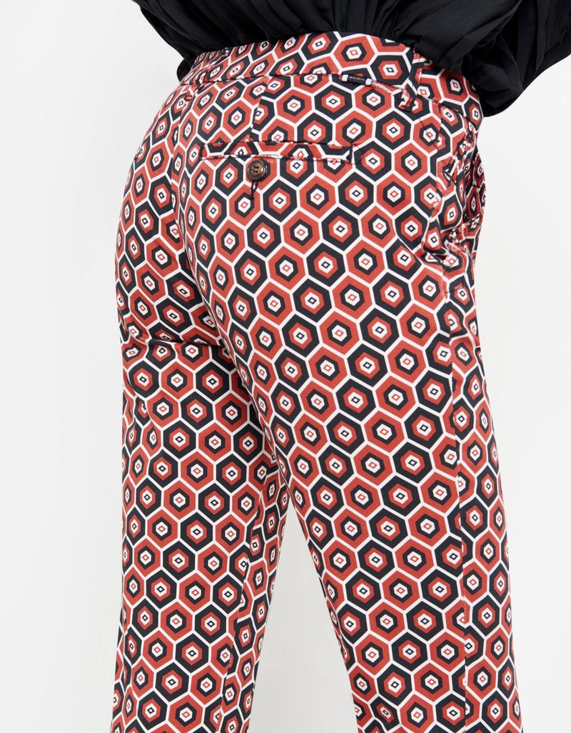 Pantalones chinos ajustados con estampado Sandy - Azulejos rojos - Mujer