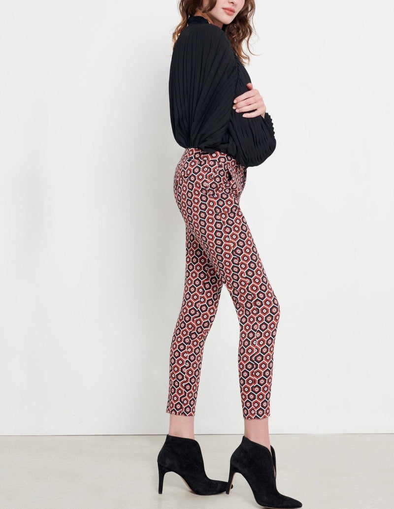 Pantalones chinos ajustados con estampado Sandy - Azulejos rojos - Mujer