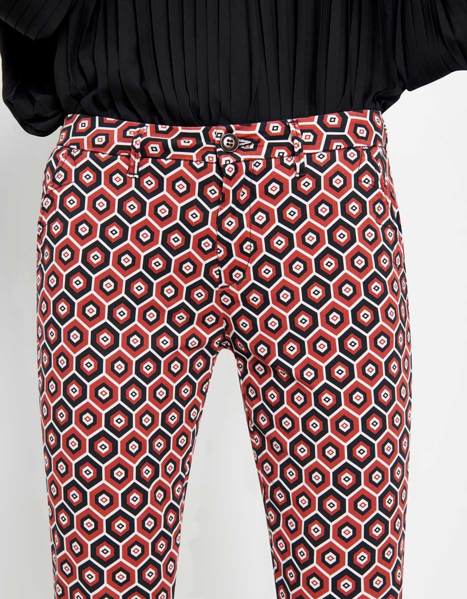 Pantalon Chino Skinny Sandy Printed - Red Tiles - Femme