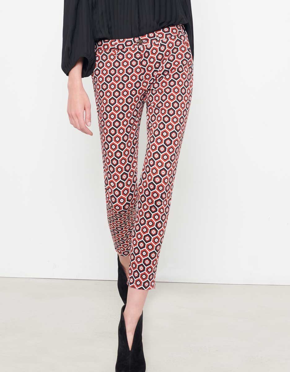 Pantalon Chino Skinny Sandy Printed - Red Tiles - Femme