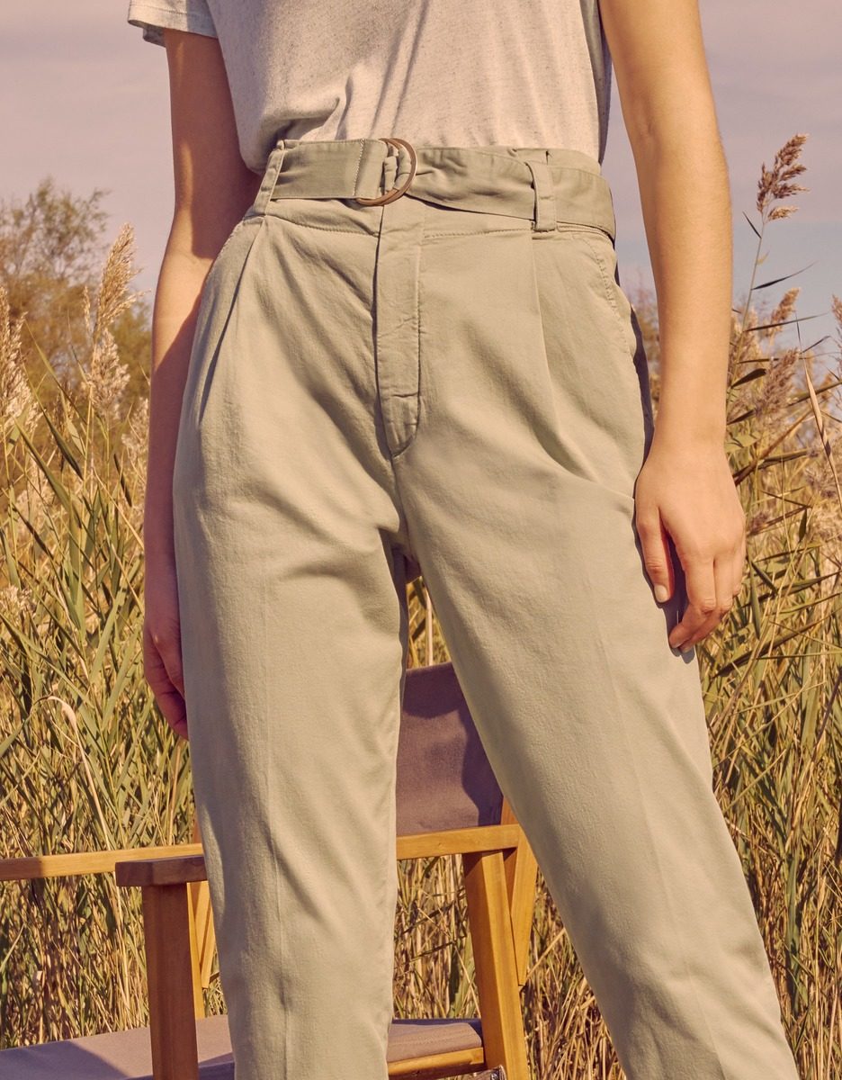 Pantalon Cigarette Highwaist Cropped Ava Color - Basil - Femme