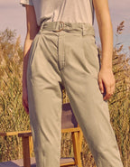 Pantalon Cigarette Highwaist Cropped Ava Color - Basil - Femme