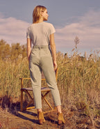 Pantalon Cigarette Highwaist Cropped Ava Color - Basil - Femme