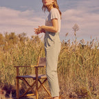 Pantalon Cigarette Highwaist Cropped Ava Color - Basil - Femme