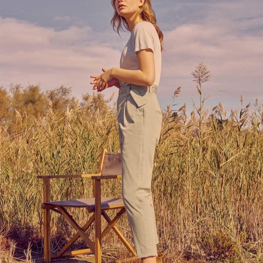 Pantalon Cigarette Highwaist Cropped Ava Color - Basil - Femme