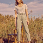 Pantalon Cigarette Highwaist Cropped Ava Color - Basil - Femme