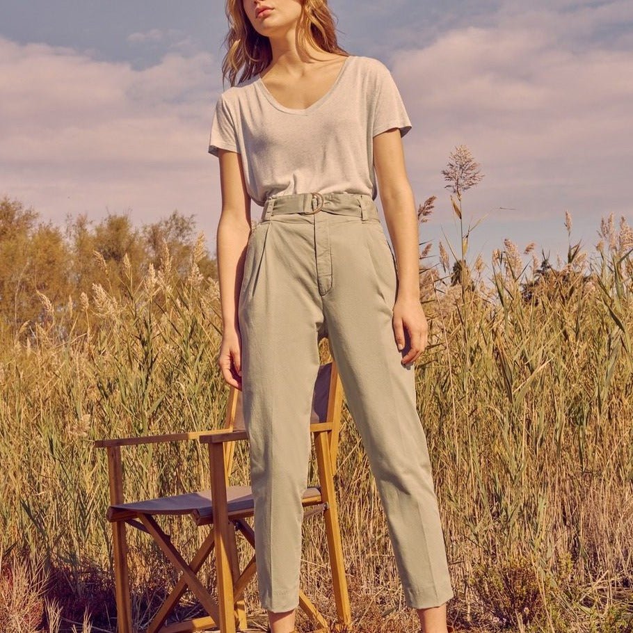 Pantalon Cigarette Highwaist Cropped Ava Color - Basil - Femme