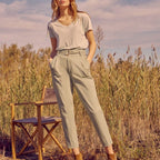 Pantalon Cigarette Highwaist Cropped Ava Color - Basil - Femme
