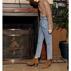 Ava High-Waisted Cropped Cigarette Trousers - Denim B-238 - Women