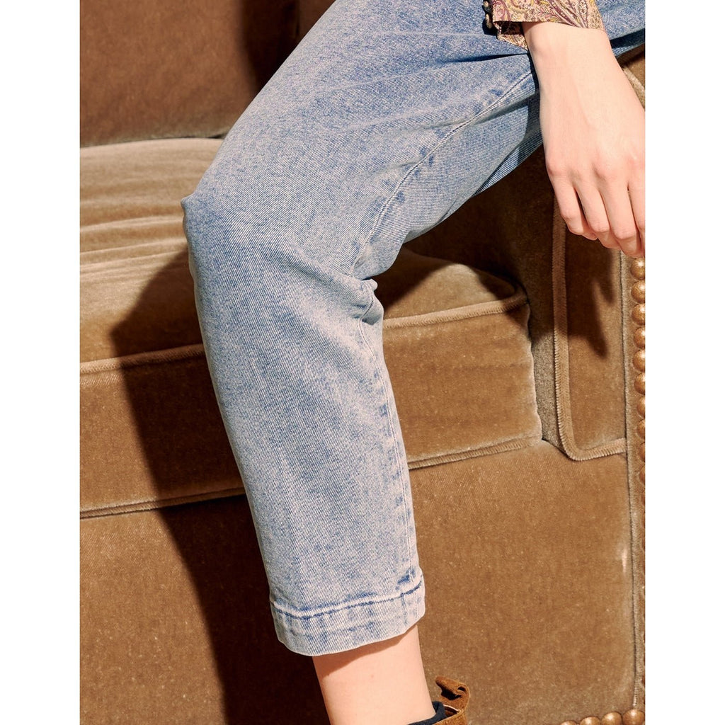 Ava High-Waisted Cropped Cigarette Trousers - Denim B-238 - Women