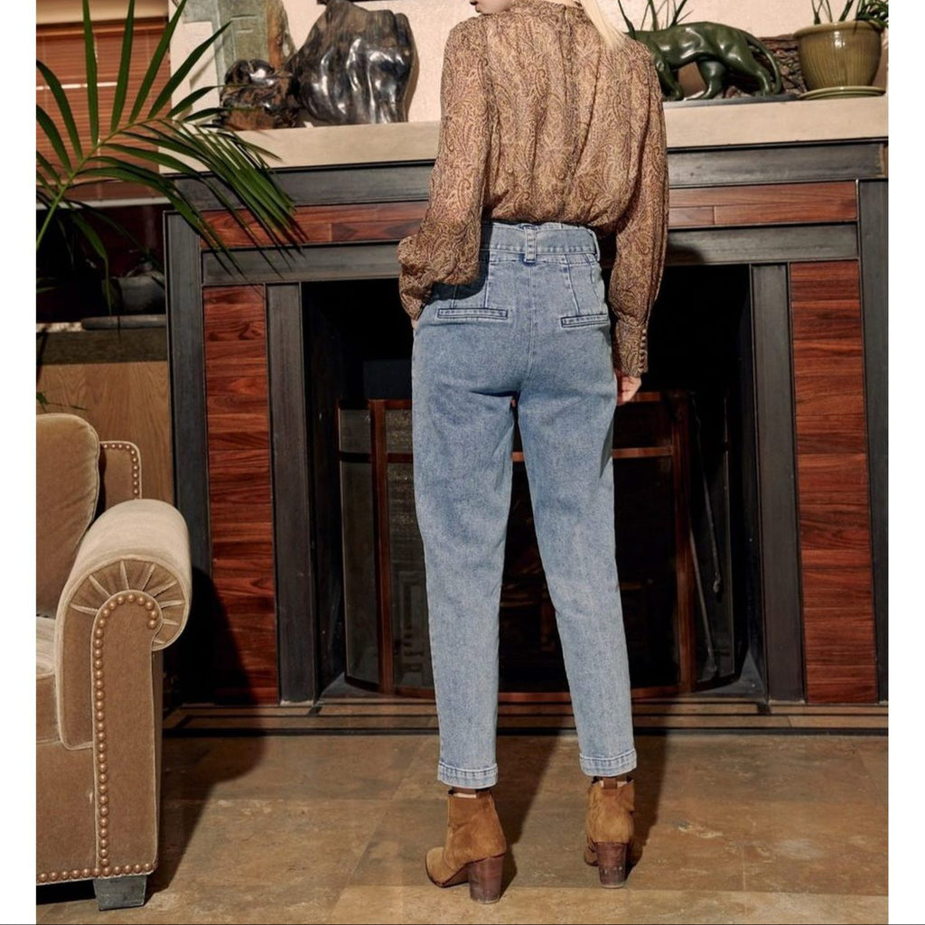 Ava High-Waisted Cropped Cigarette Trousers - Denim B-238 - Women
