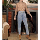 Pantalón Ava recortado de cintura alta tipo cigarrillo - Denim B-238 - Mujer