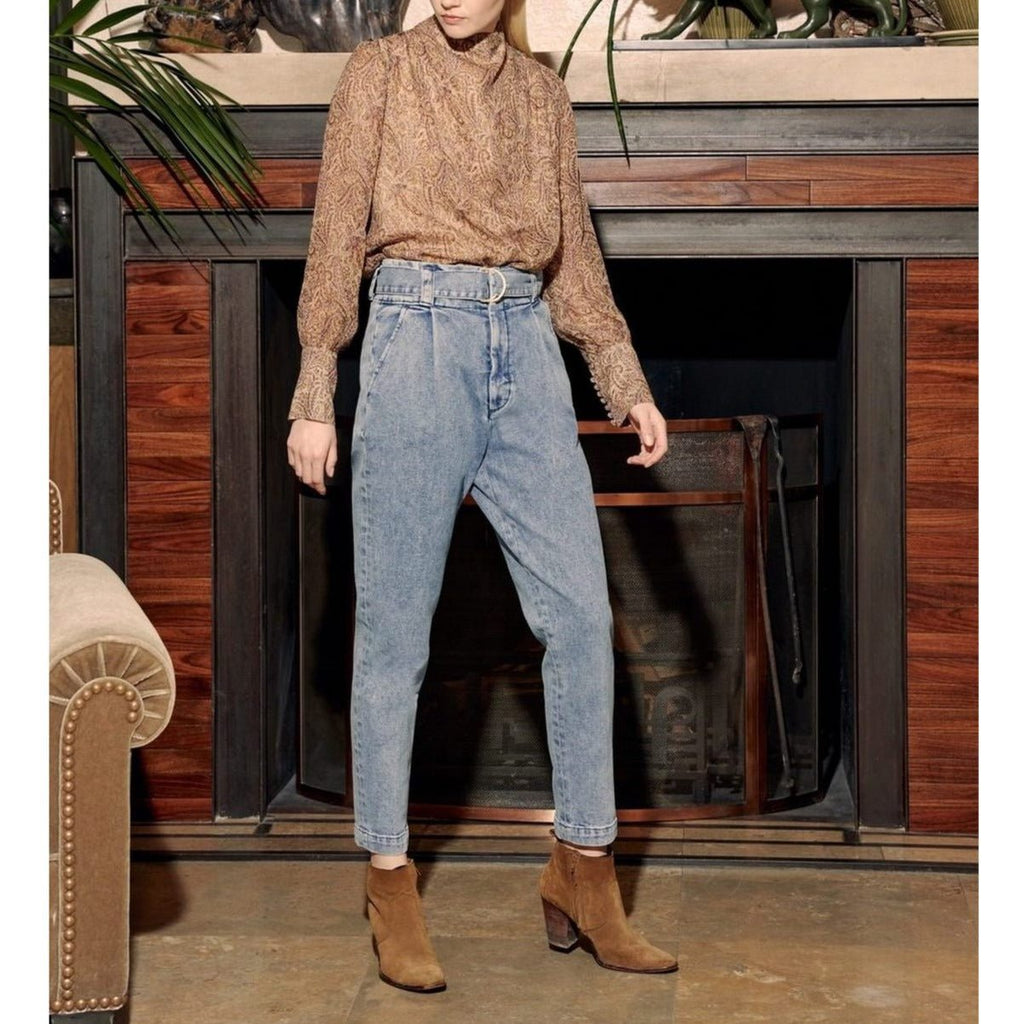 Ava High-Waisted Cropped Cigarette Trousers - Denim B-238 - Women