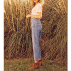 Ava Highwaist Cropped Cigarette Trousers - Denim B-336 - Women