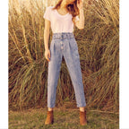 Ava Highwaist Cropped Cigarette Trousers - Denim B-336 - Women