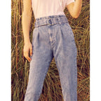 Ava Highwaist Cropped Cigarette Trousers - Denim B-336 - Women