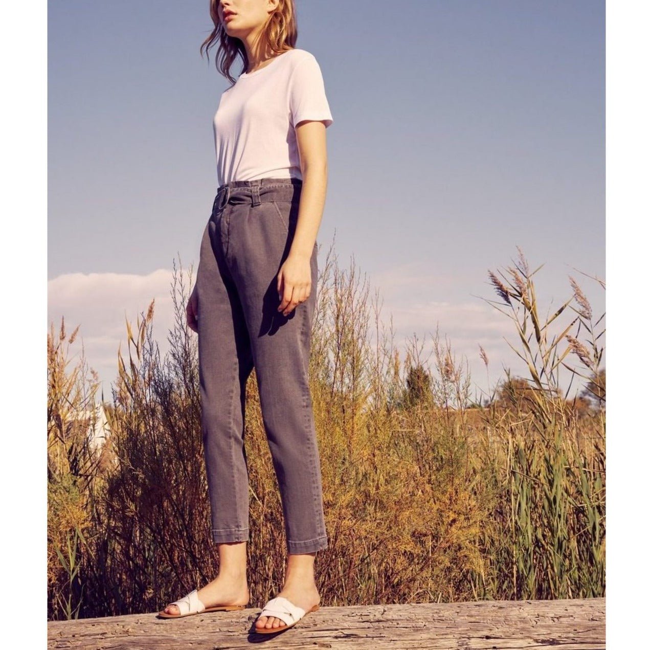 Pantalón Ava de talle alto pitillo - Gris denim - Mujer