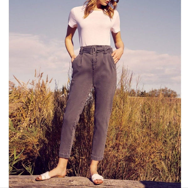 Pantalon Cigarette Highwaist Cropped Ava - Denim Grey - Femme