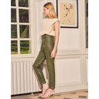 Ava Rock High-Waist Cropped Cigarette Trousers - Army - Women