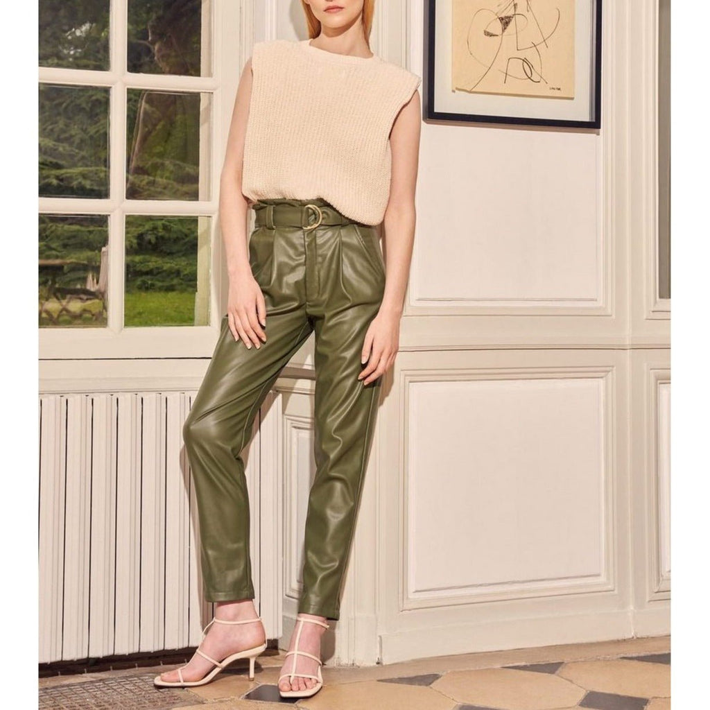 Ava Rock High-Waist Cropped Cigarette Trousers - Army - Women