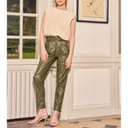 Ava Rock High-Waist Cropped Cigarette Trousers - Army - Women
