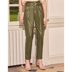 Ava Rock High-Waist Cropped Cigarette Trousers - Army - Women