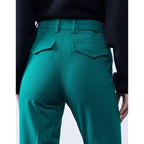 Pantalon Cigarette Highwaist London Color - Emerald Green - Femme
