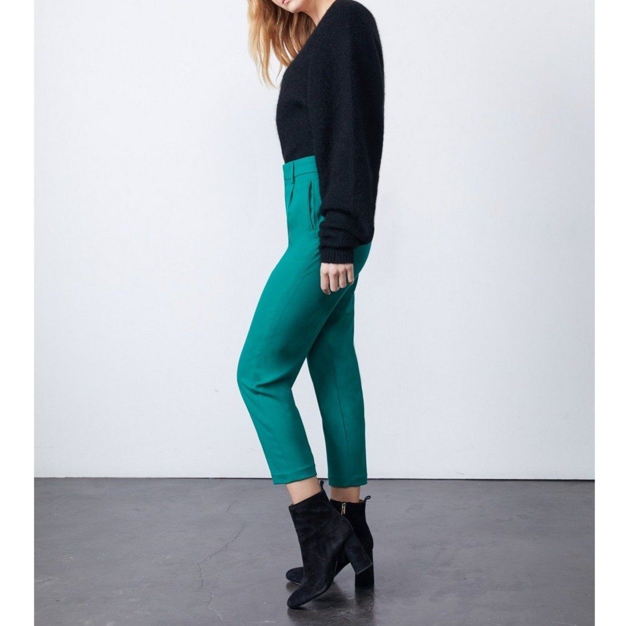 Pantalon Cigarette Highwaist London Color - Emerald Green - Femme