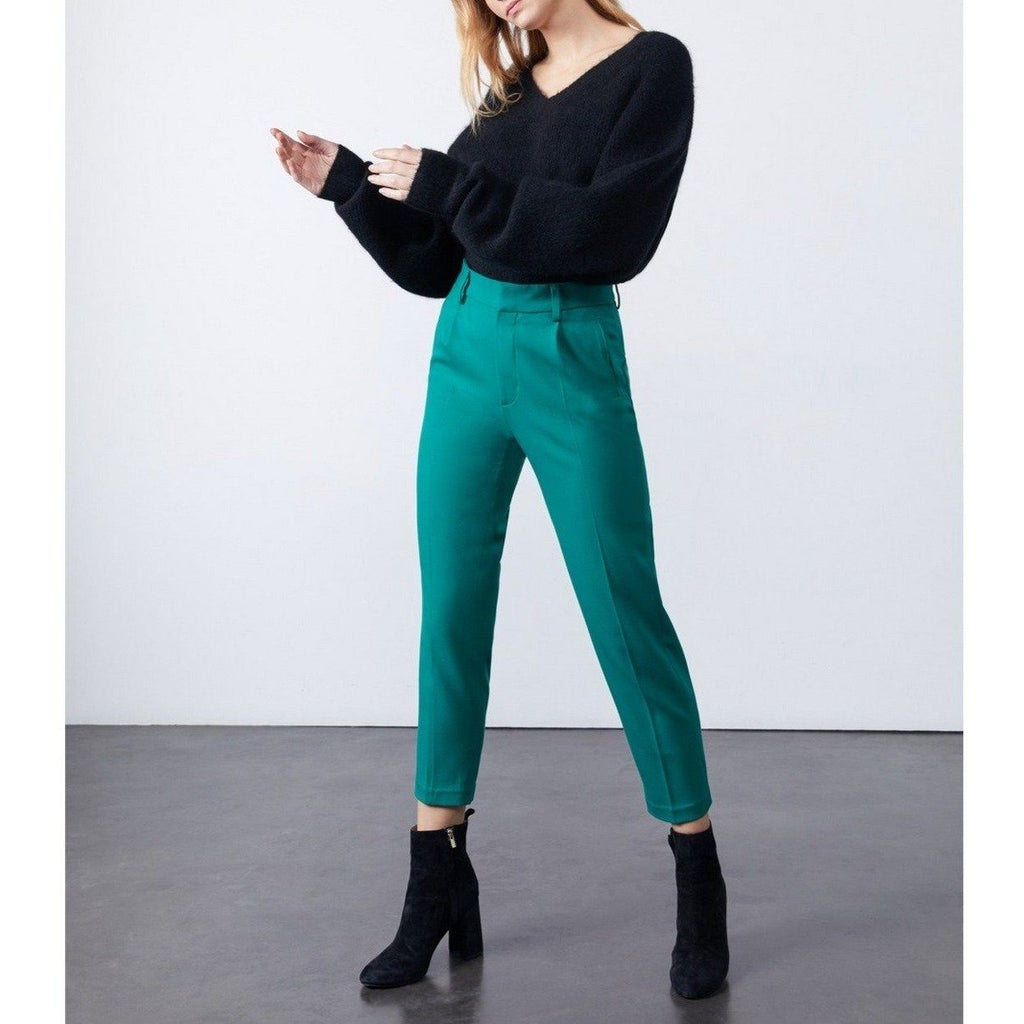 Pantalon Cigarette Highwaist London Color - Emerald Green - Femme