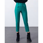 Pantalon Cigarette Highwaist London Color - Emerald Green - Femme