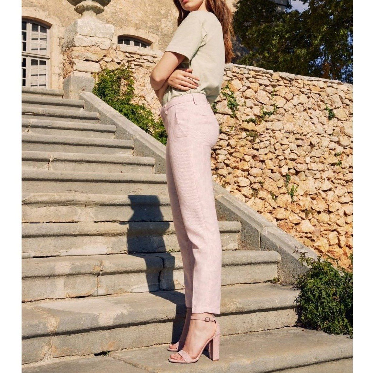 Pantalon Cigarette Liv Fancy - Baby Pink Tiles - Femme