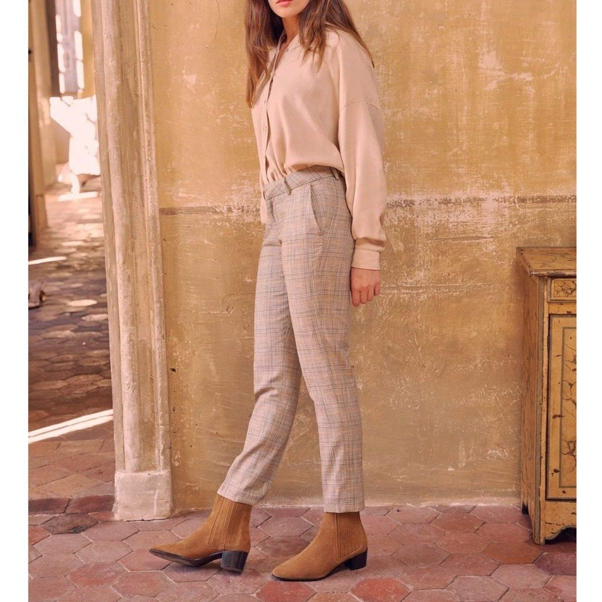 Pantalon Cigarette Liv Fancy - Golden Tartan - Femme