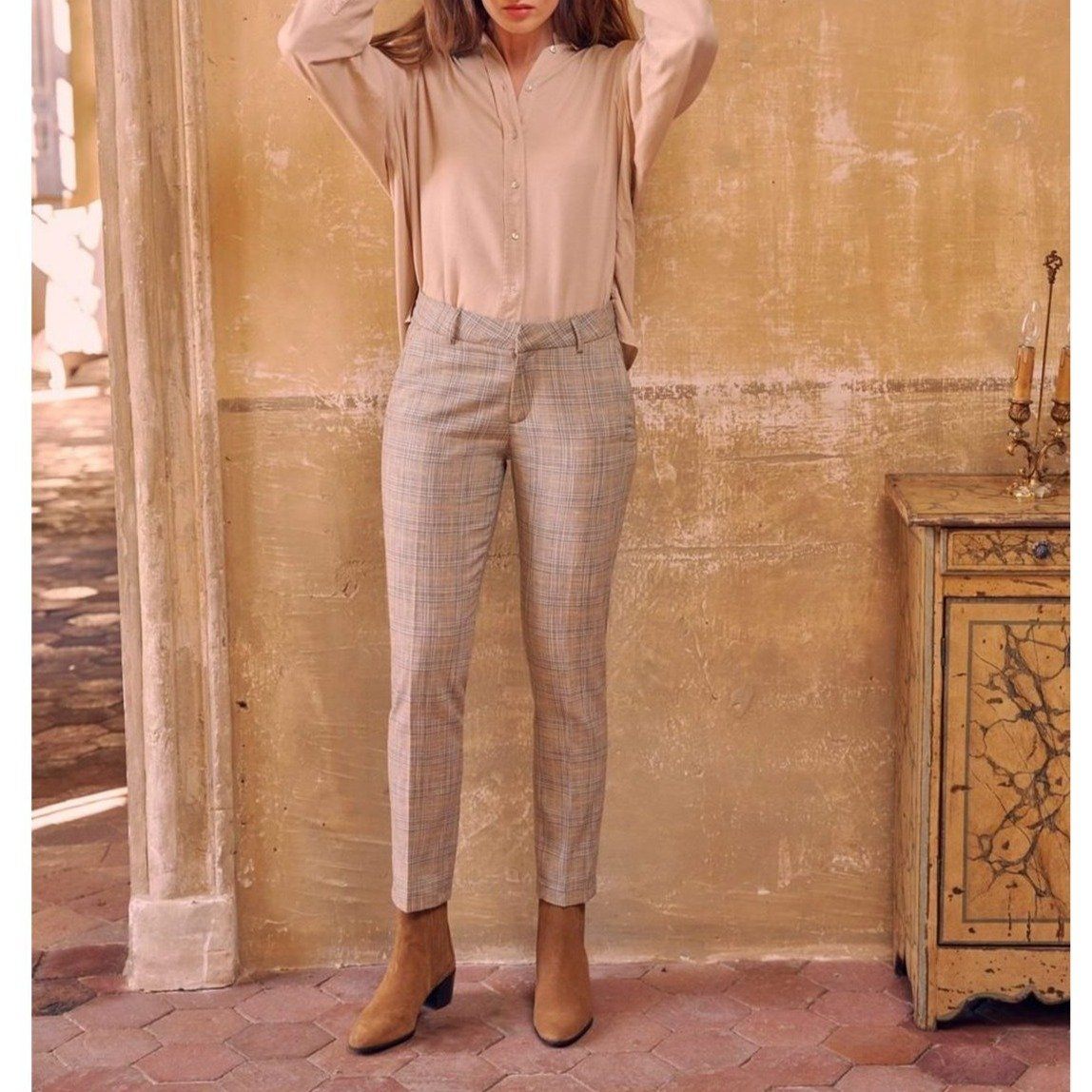 Pantalon Cigarette Liv Fancy - Golden Tartan - Femme