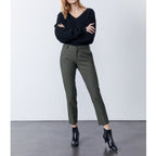 Reiko - Liv Fancy Cigarette Trousers - Khaki Diamond - Women