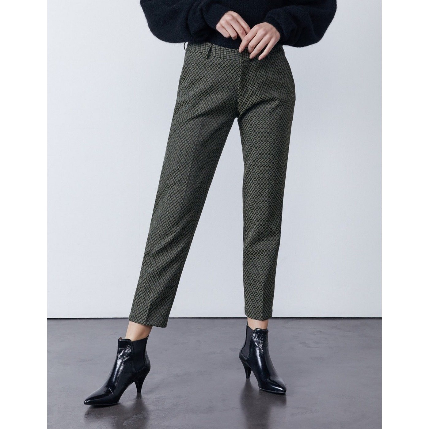 Reiko - Liv Fancy Cigarette Trousers - Khaki Diamond - Women
