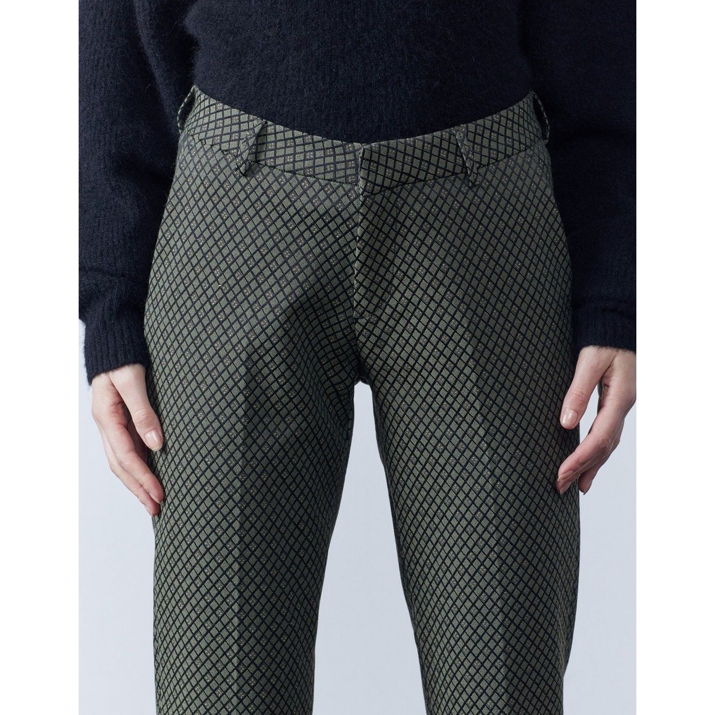 Reiko - Liv Fancy Cigarette Trousers - Khaki Diamond - Women
