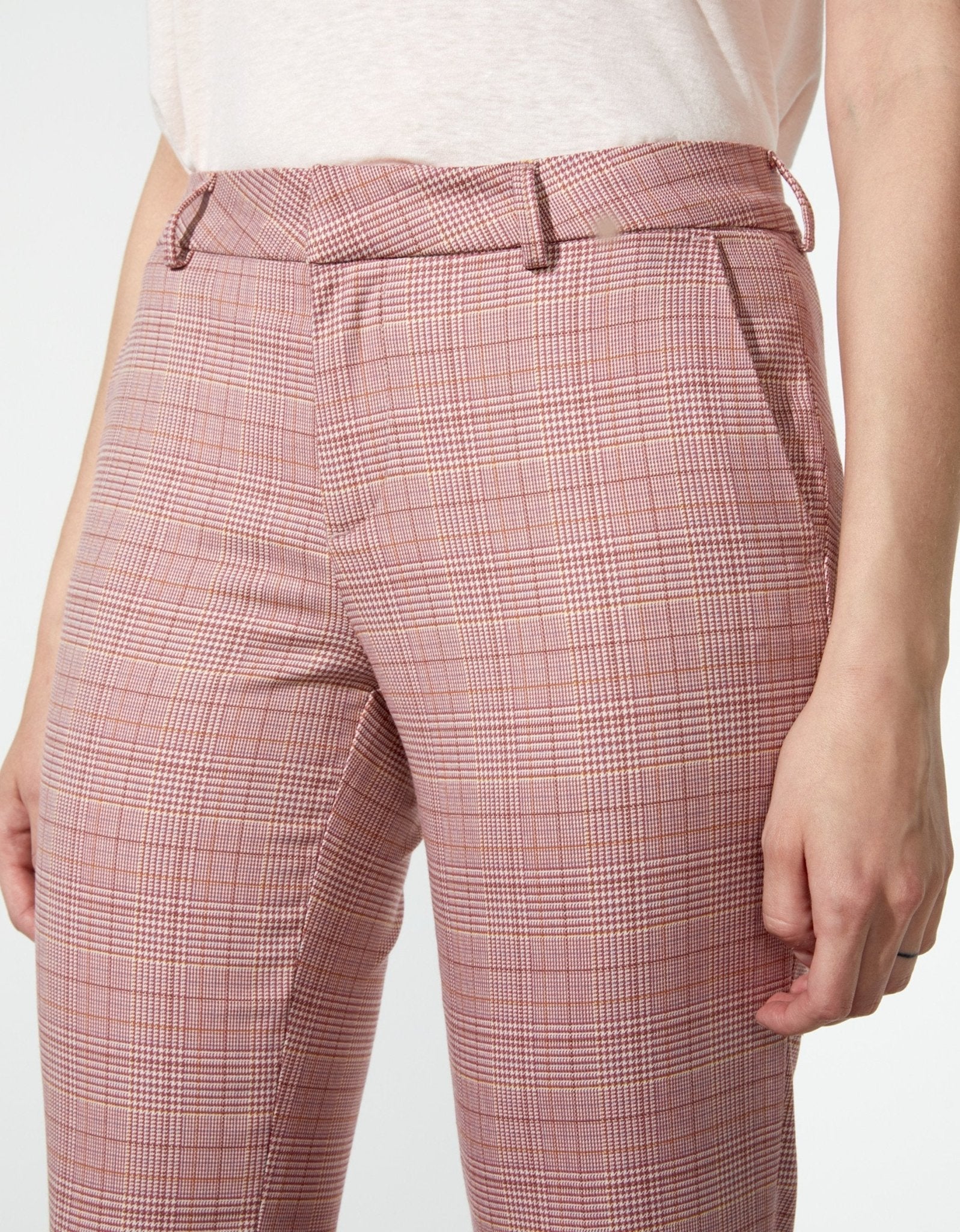 Liv Fancy Cigarette Trousers - Pink Checks - Women