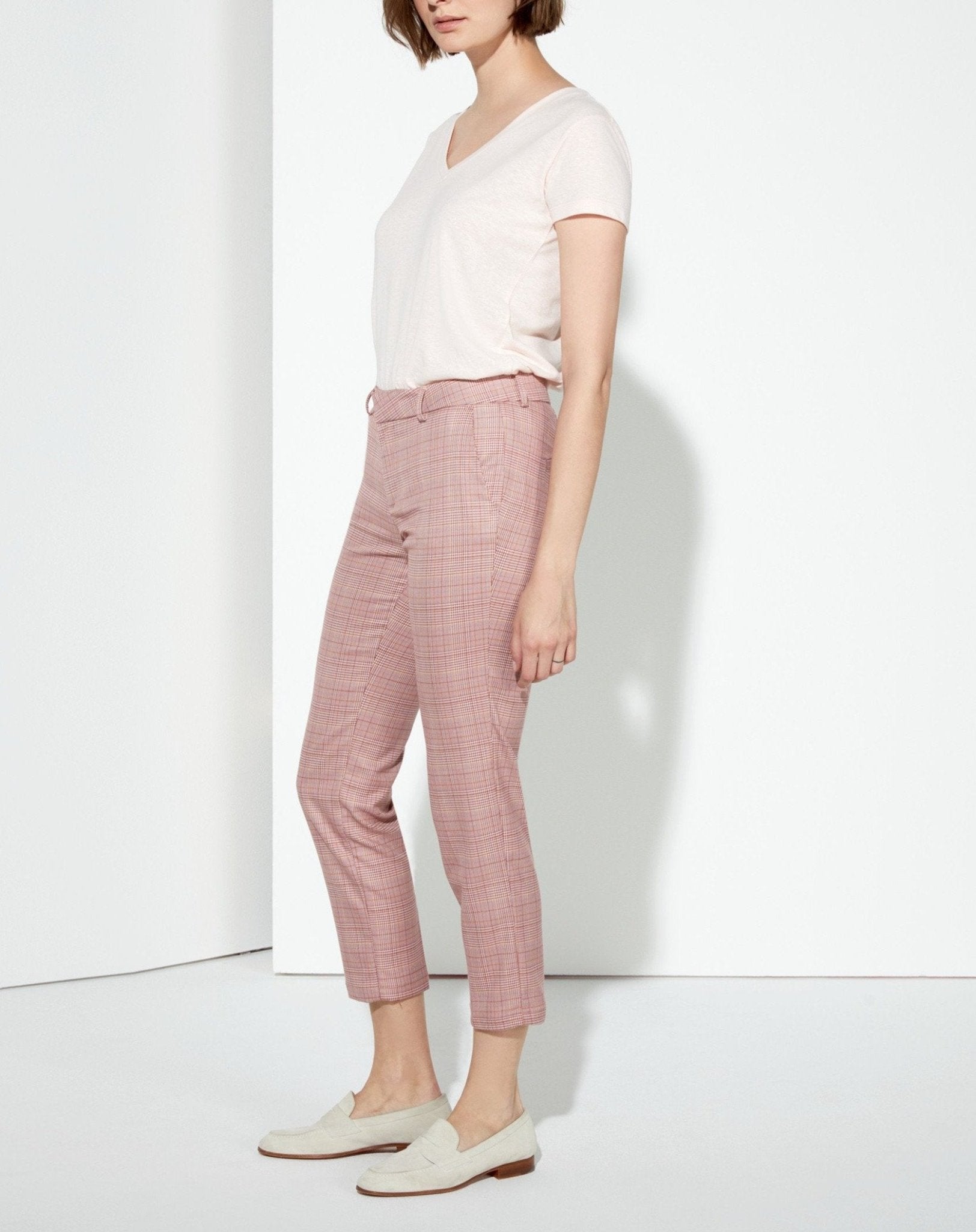 Liv Fancy Cigarette Trousers - Pink Checks - Women