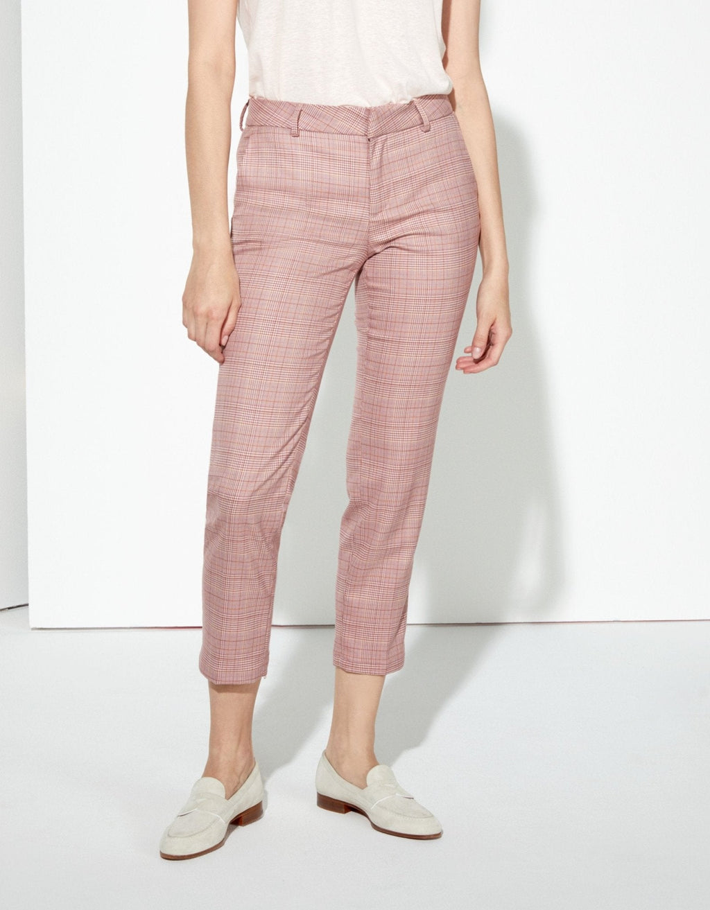 Liv Fancy Cigarette Trousers - Pink Checks - Women