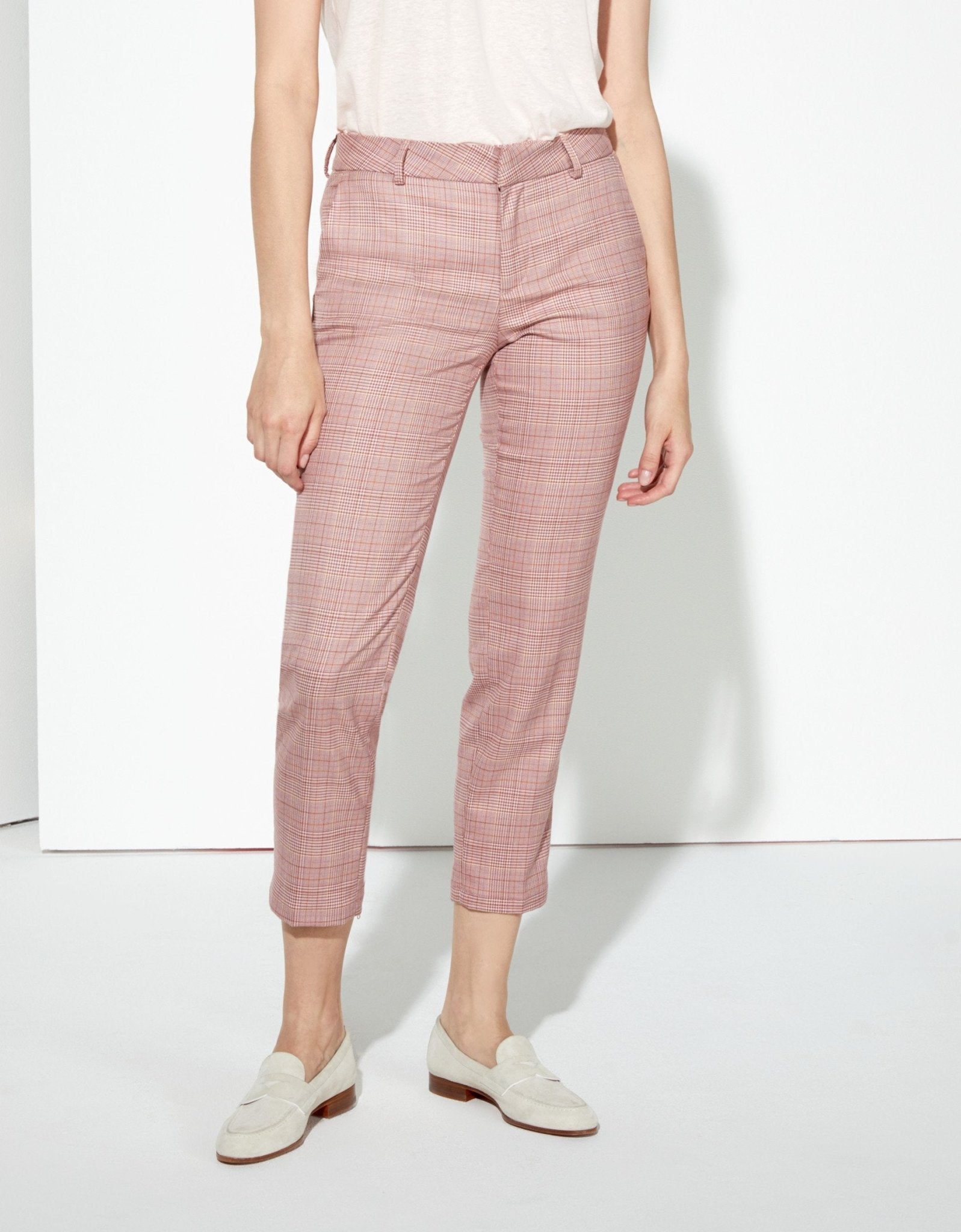 Liv Fancy Cigarette Trousers - Pink Checks - Women
