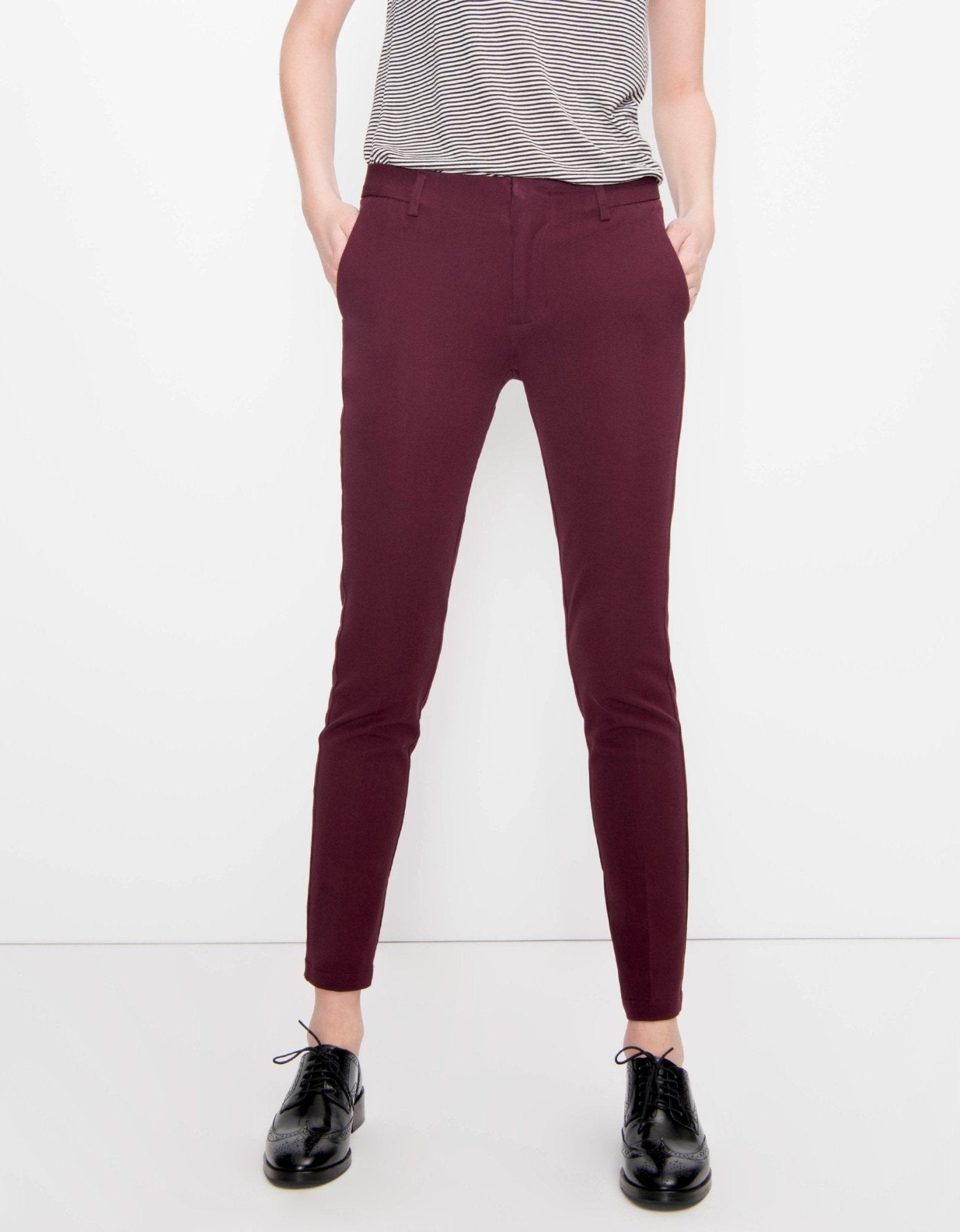 Lizzy Color Cigarette Trousers - Dark Burgundy - Women