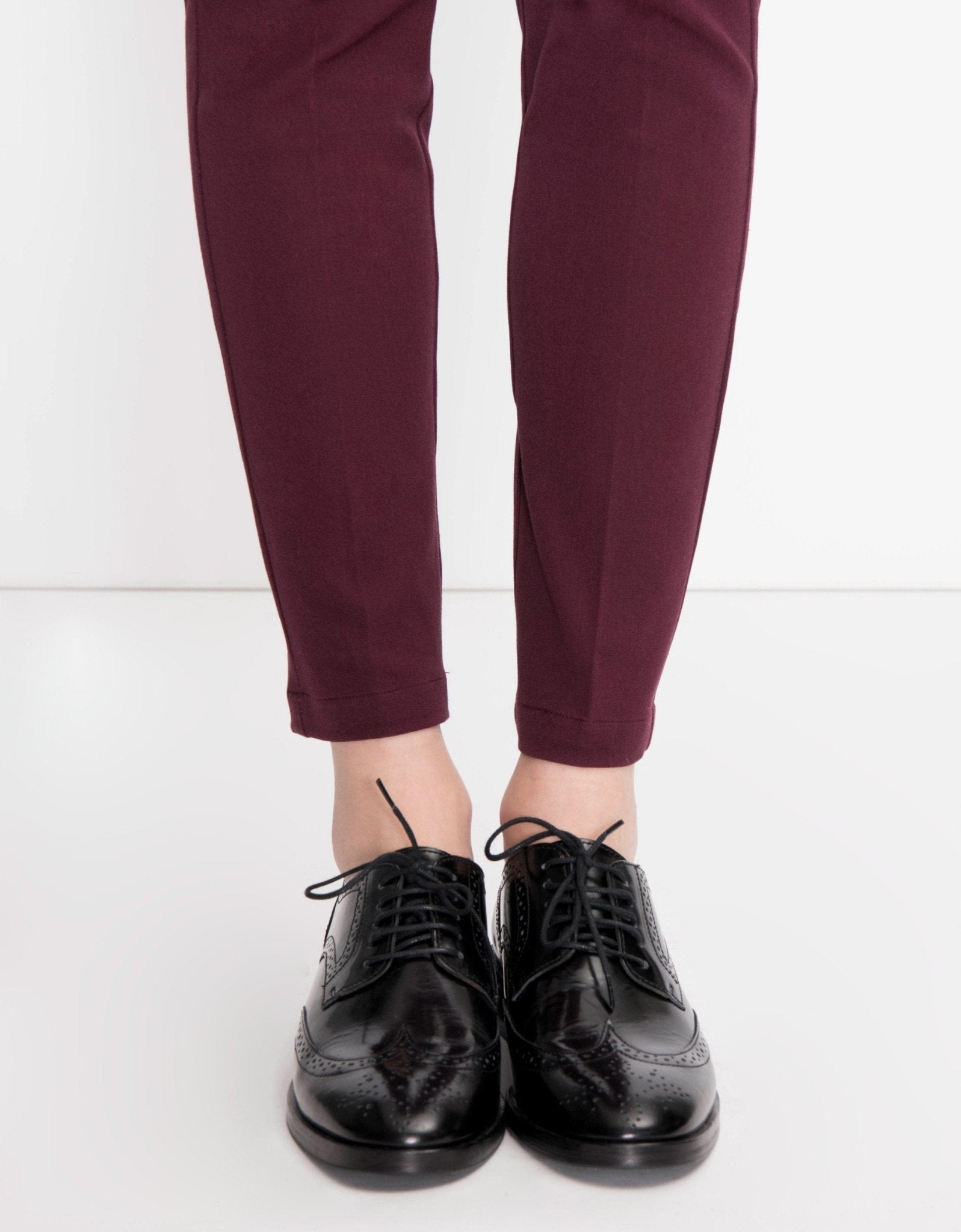 Lizzy Color Cigarette Trousers - Dark Burgundy - Women
