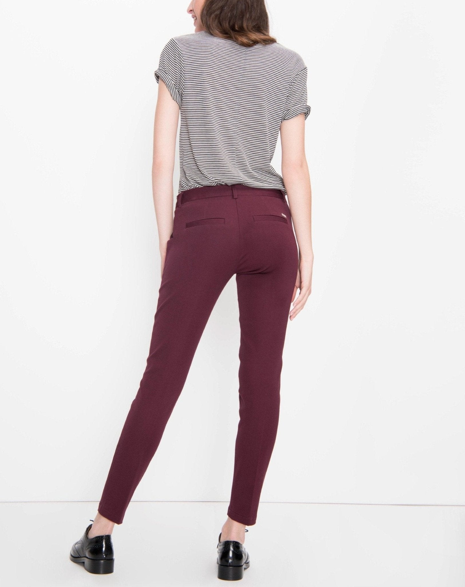 Lizzy Color Cigarette Trousers - Dark Burgundy - Women
