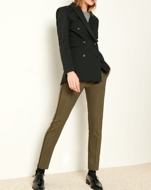 Pantalon Cigarette Lizzy Color - Kaki Piping - Femme